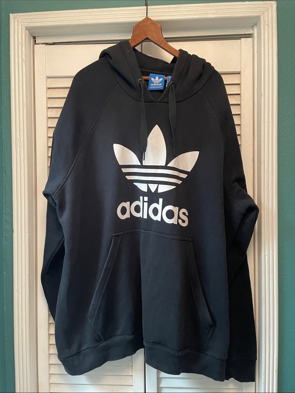 adidas Black Hoodie with White Trefoil Logo